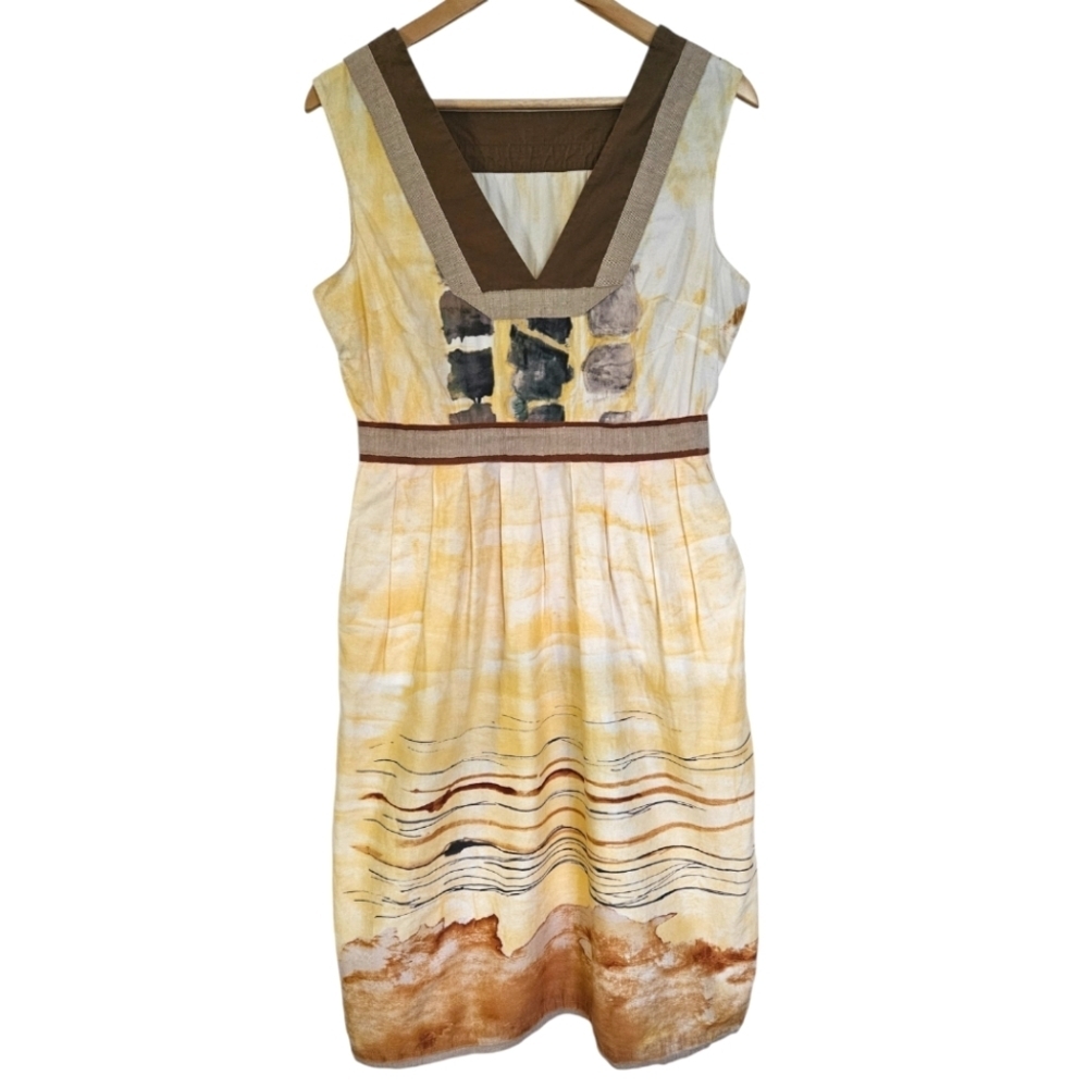 Philosophy di‎ Alberta Ferretti dyed yellow brown cotton dress